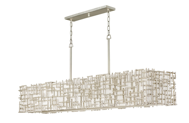 Fredrick Ramond Farrah Linear Chandelier Large Ten Light Linear Silver Leaf FR33109SLF