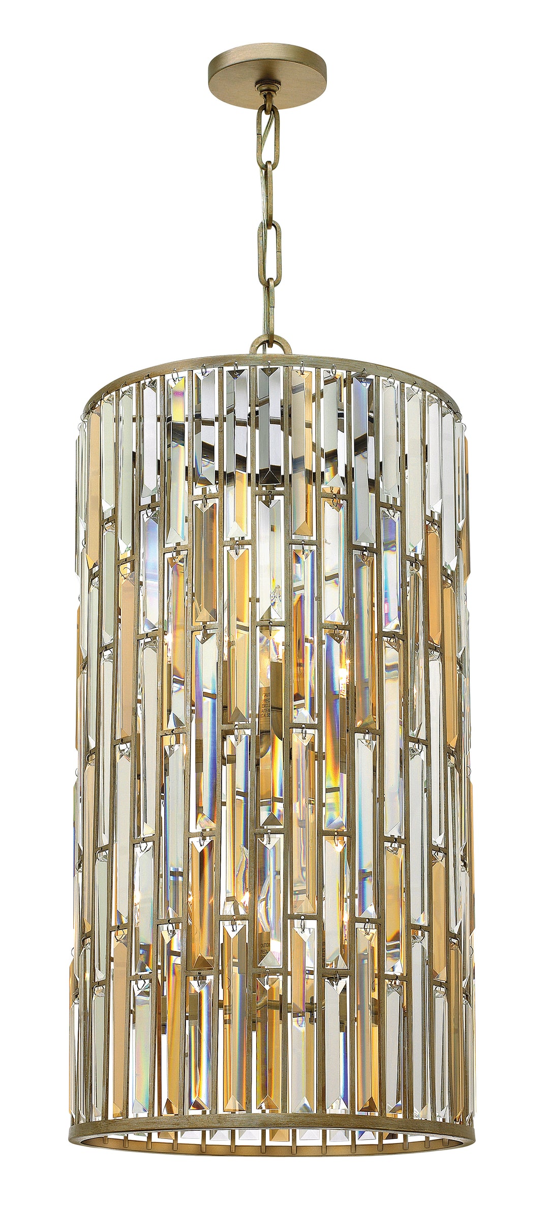Fredrick Ramond Gemma Pendant Large Two Tier Drum Silver Leaf FR33736SLF