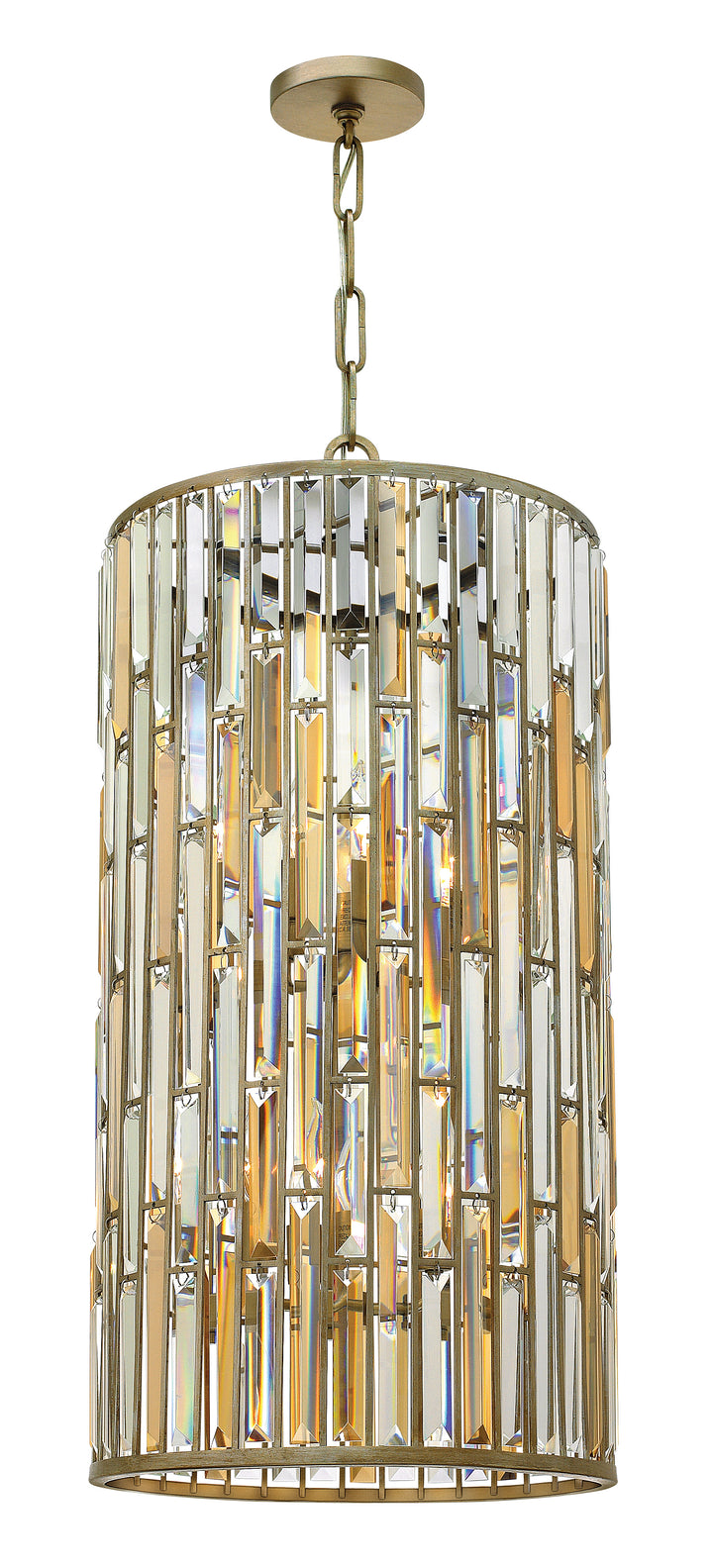Fredrick Ramond Gemma Pendant Large Two Tier Drum Silver Leaf FR33736SLF