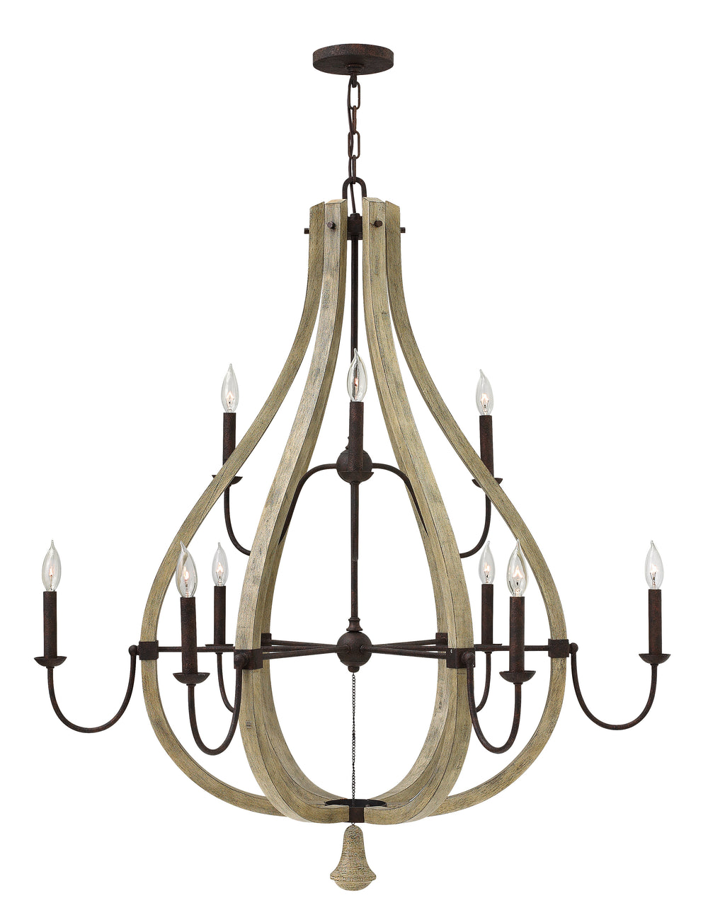 Fredrick Ramond Middlefield Chandelier Large Open Frame Two Tier Chandelier Iron Rust FR40578IRR