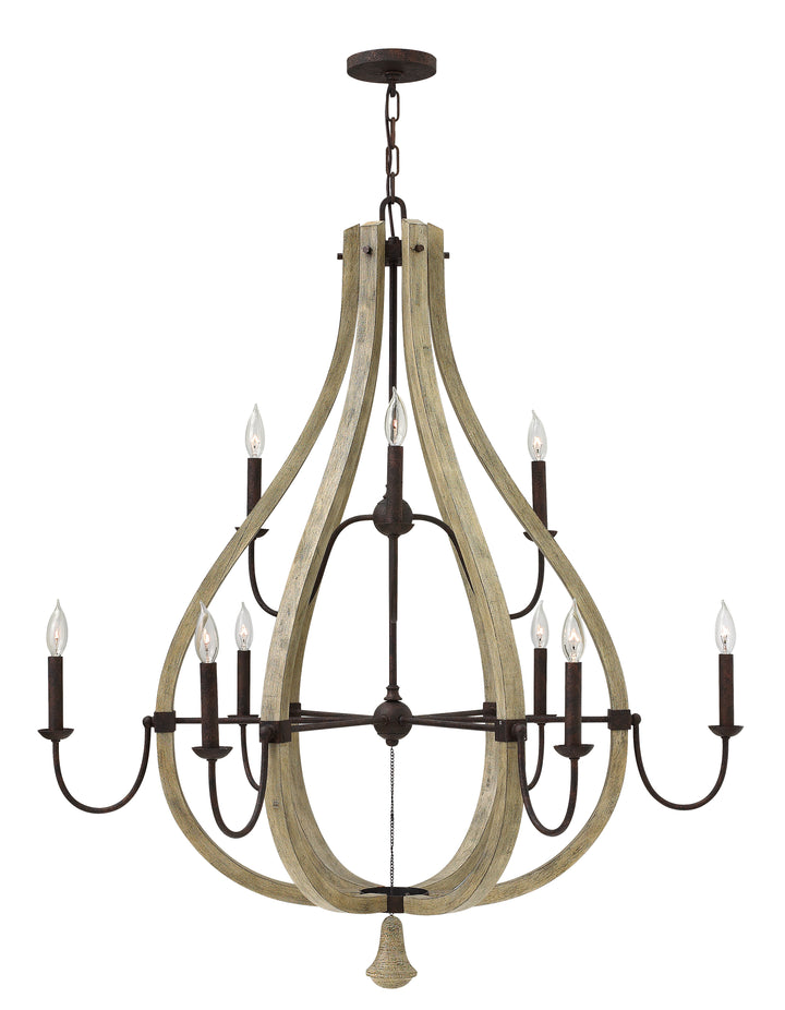 Fredrick Ramond Middlefield Chandelier Large Open Frame Two Tier Chandelier Iron Rust FR40578IRR