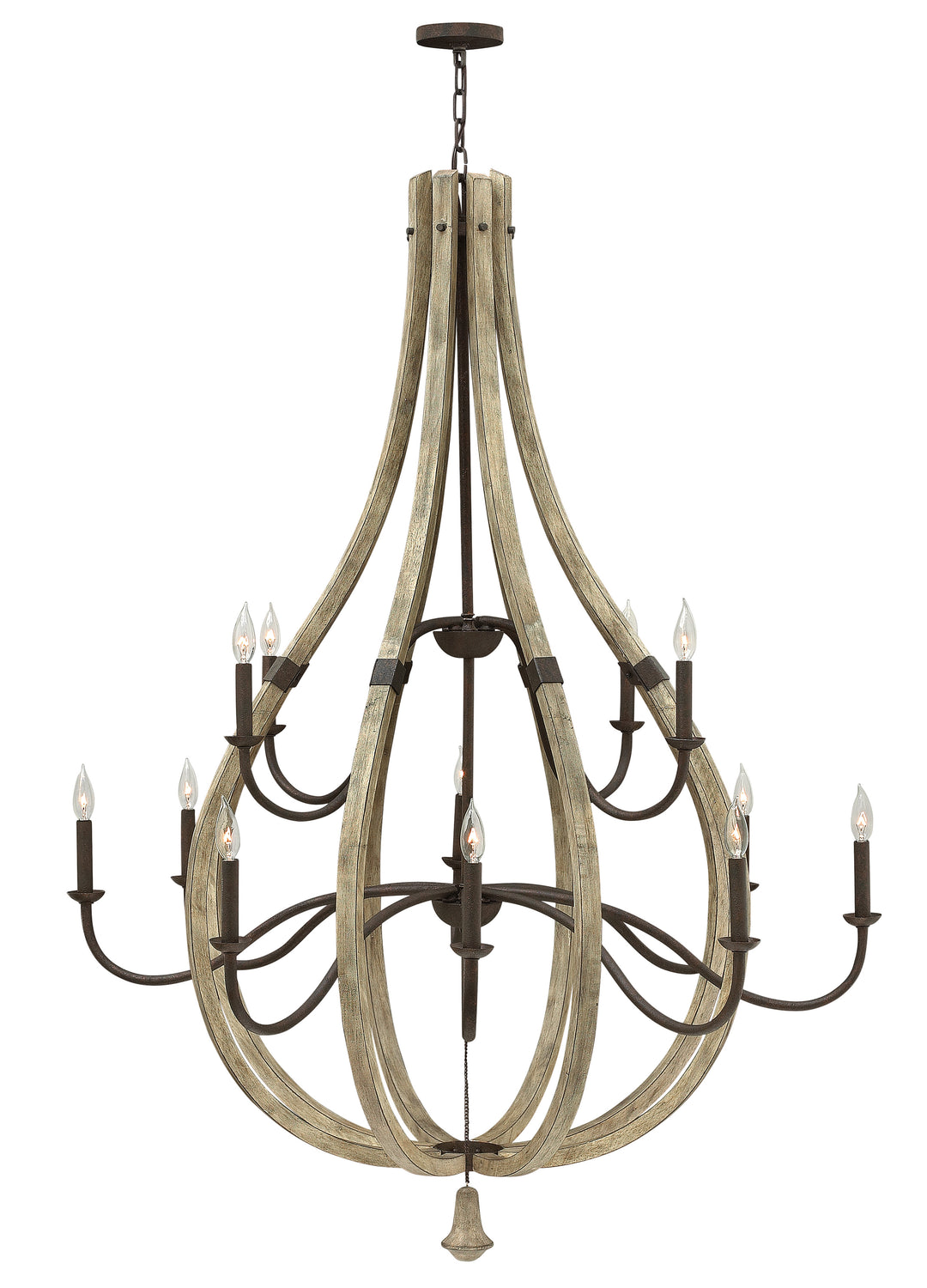 Fredrick Ramond Middlefield Chandelier Large Open Frame Two Tier Chandelier Iron Rust FR40579IRR