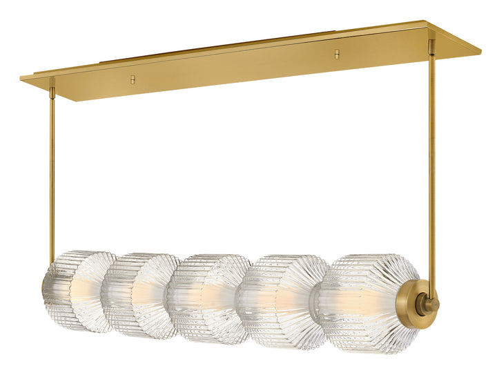Fredrick Ramond Reign Linear Chandelier Medium Five Light LED Linear Lacquered Brass FR41465LCB