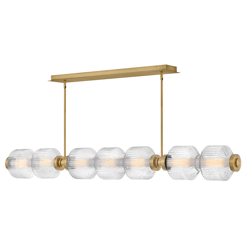 Fredrick Ramond Reign Linear Chandelier Large Seven Light LED Linear Lacquered Brass FR41466LCB