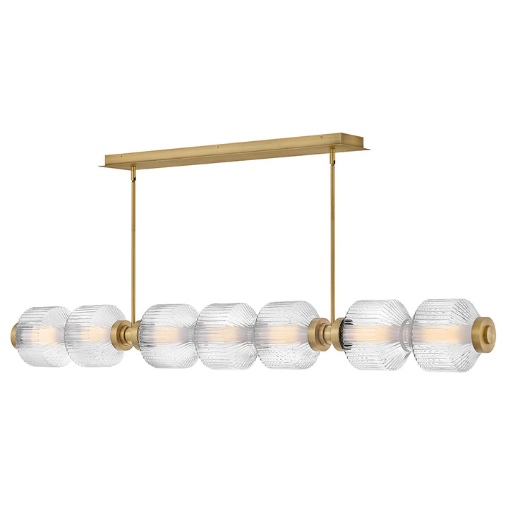 Fredrick Ramond Reign Linear Chandelier Large Seven Light LED Linear Lacquered Brass FR41466LCB
