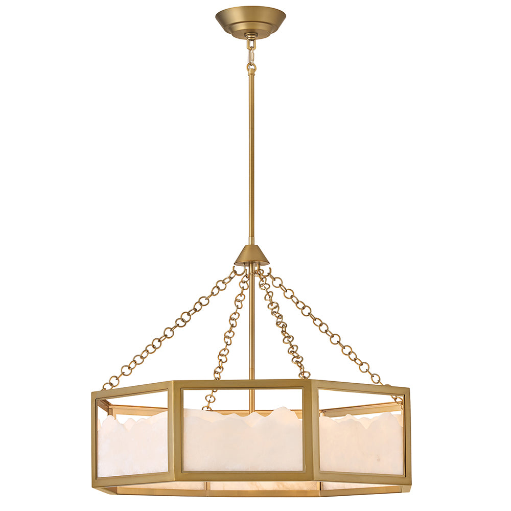 Fredrick Ramond Veleta Chandelier Large Drum Chandelier Lacquered Brass FR41536LCB