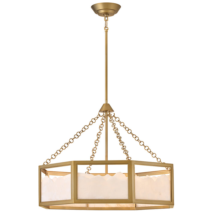 Fredrick Ramond Veleta Chandelier Large Drum Chandelier Lacquered Brass FR41536LCB