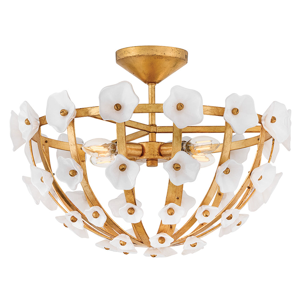 Fredrick Ramond Azalea Semi-Flush Mount Medium Semi-Flush Mount Distressed Brass FR41633DA