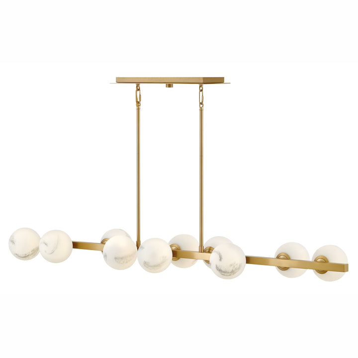 Fredrick Ramond Selene Linear Chandelier Large Ten Light Linear Lacquered Brass FR41906LCB