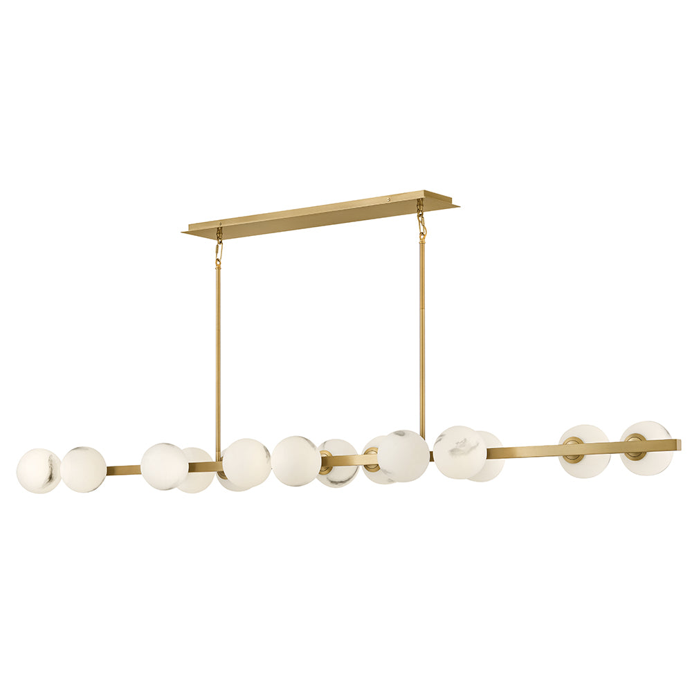 Fredrick Ramond Selene Linear Chandelier Large Fourteen Light Linear Lacquered Brass FR41909LCB