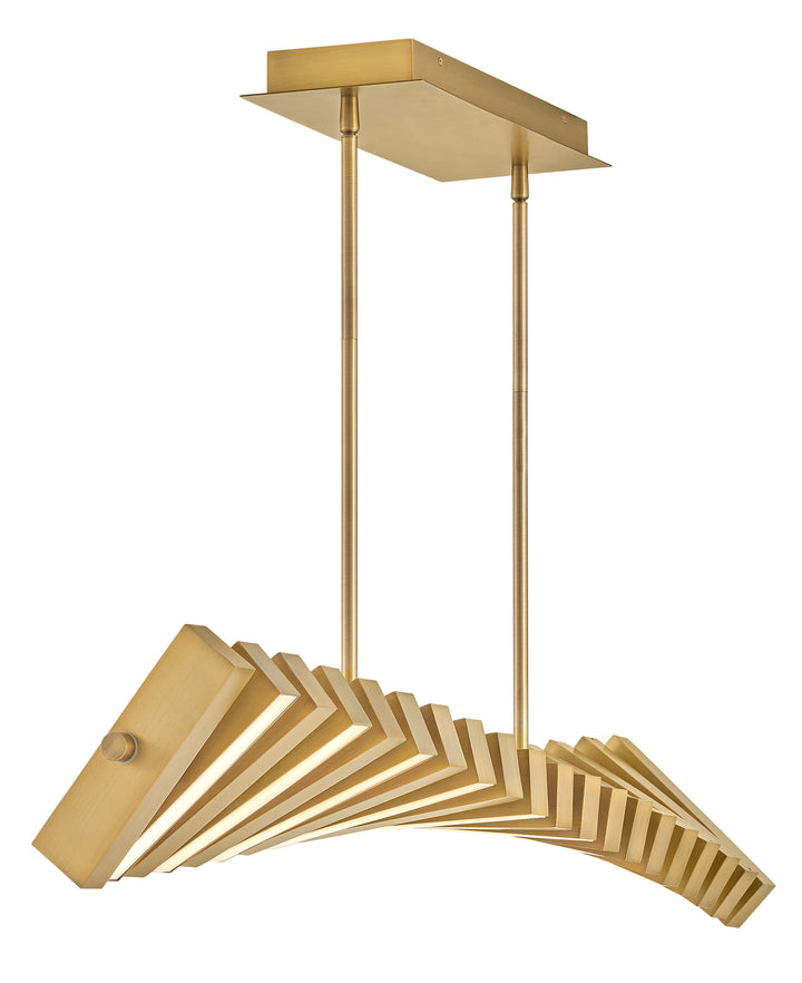 Fredrick Ramond Stitch Linear Chandelier Medium Adjustable LED Linear Lacquered Brass FR42455LCB