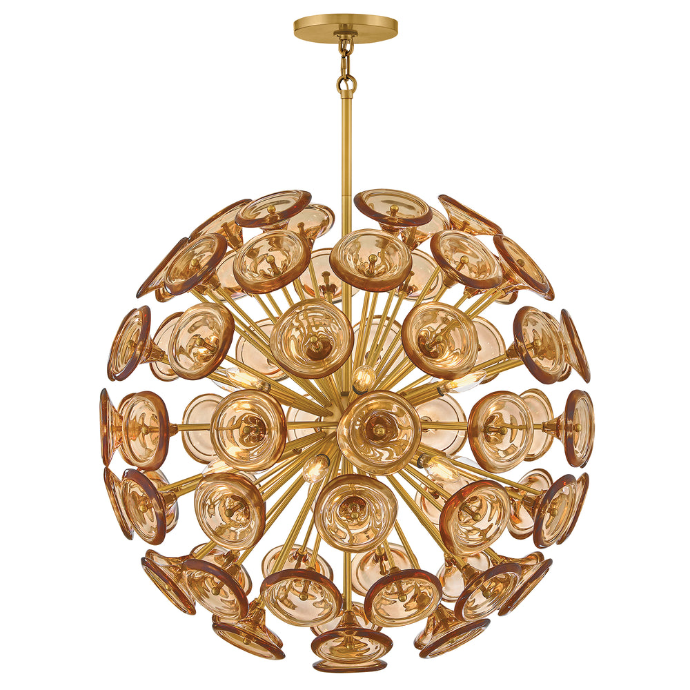 Fredrick Ramond Maya Chandelier Medium Globe Chandelier Unlacquered Brass FR46905UB-AM