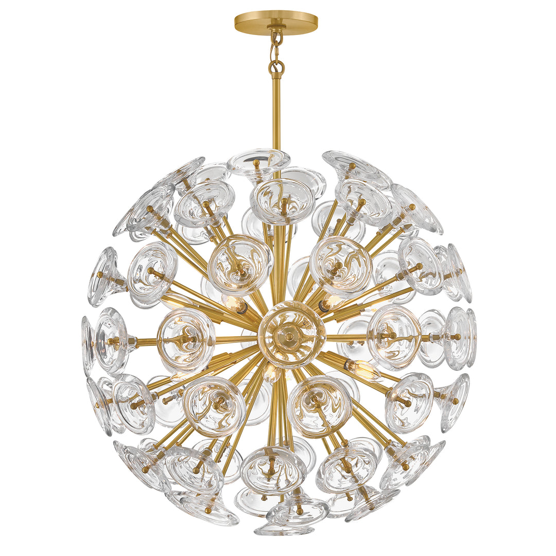 Fredrick Ramond Maya Chandelier Medium Globe Chandelier Unlacquered Brass FR46905UB