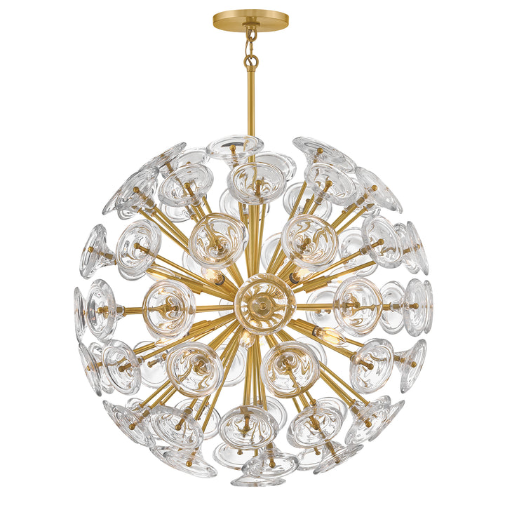 Fredrick Ramond Maya Chandelier Medium Globe Chandelier Unlacquered Brass FR46905UB