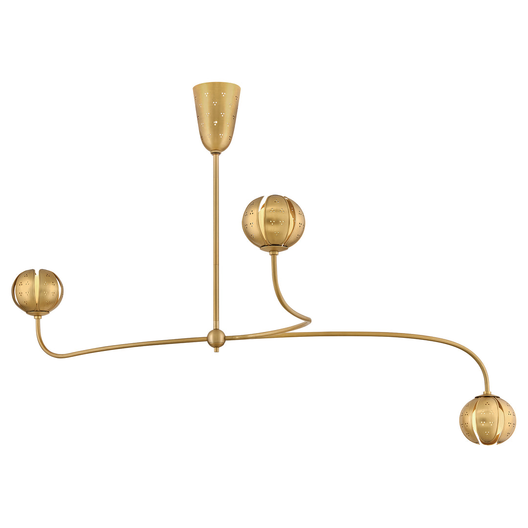 Fredrick Ramond Anthos Linear Chandelier Large Abstract Chandelier Unlacquered Brass FR46963UB-LL