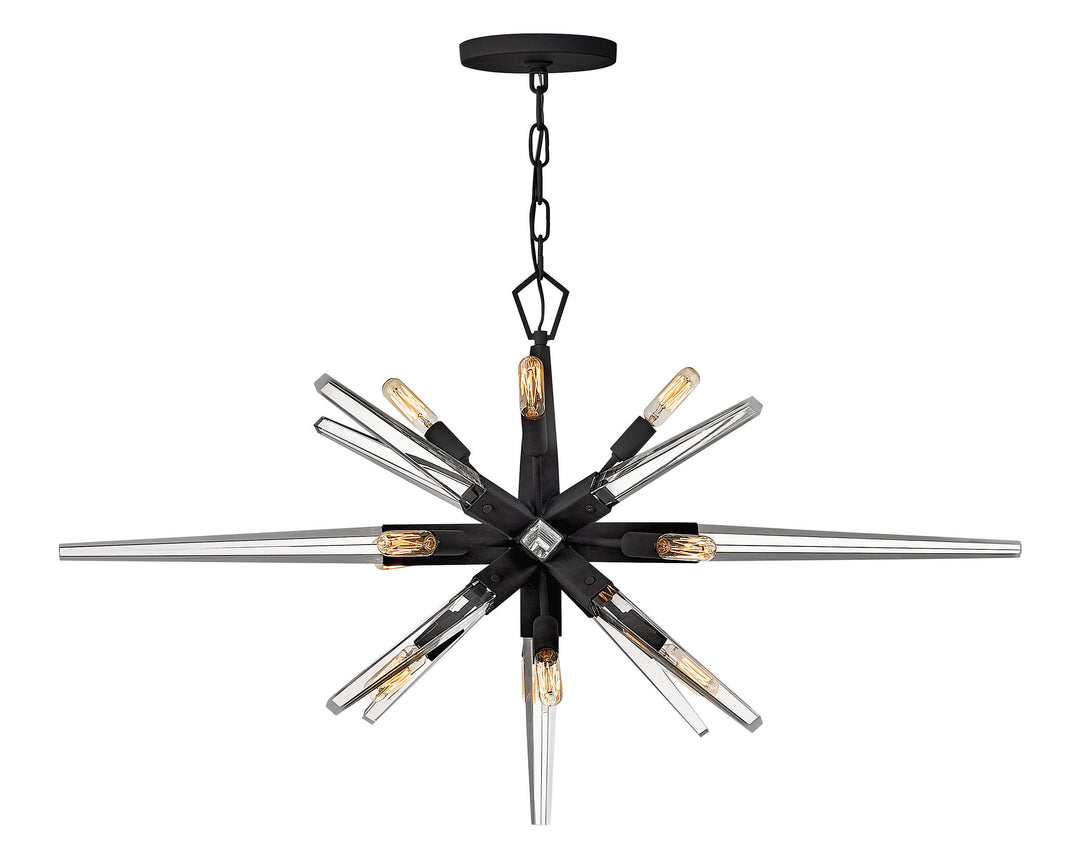 Fredrick Ramond Ariel Linear Chandelier Medium Twelve Light Linear Black FR47409BLK