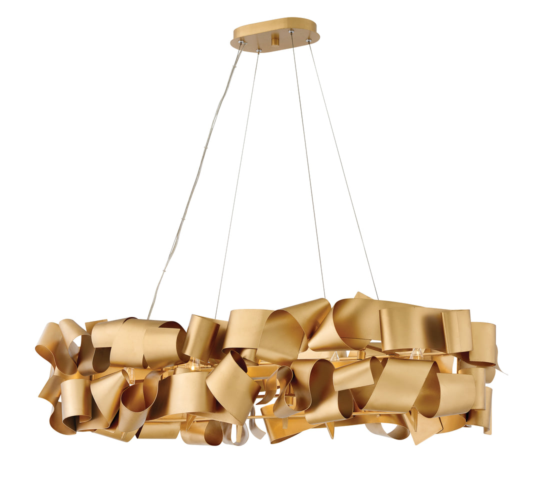 Fredrick Ramond Delfina Chandelier Large Six Light Linear Chandelier Deluxe Gold FR48605DXG