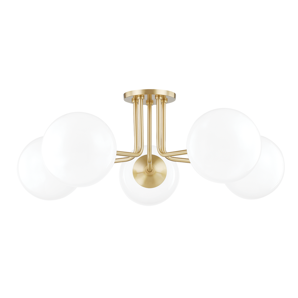 Mitzi Stella Semi Flush Ceiling Semi Flush Mounts Mitzi Aged Brass  