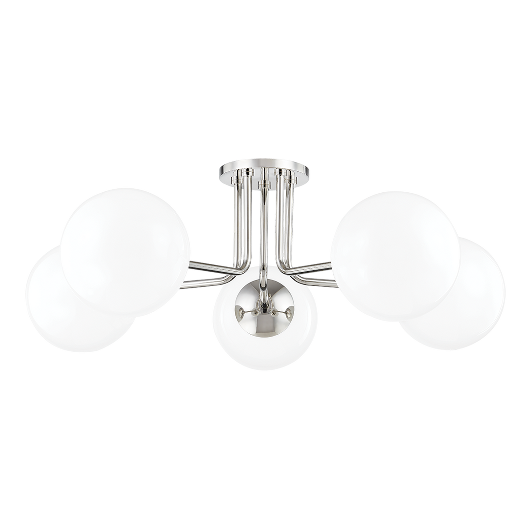 Mitzi Stella Semi Flush Ceiling Semi Flush Mounts Mitzi Polished Nickel  