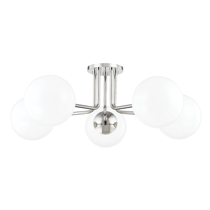 Mitzi Stella Semi Flush Ceiling Semi Flush Mounts Mitzi Polished Nickel  