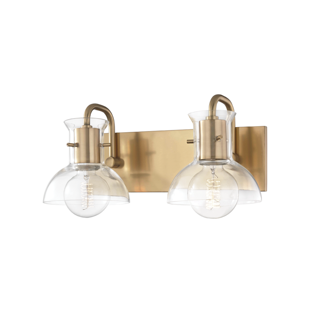 Mitzi Riley Bath and Vanity Vanity Lights Mitzi Aged Brass 14.5x14.5x7 