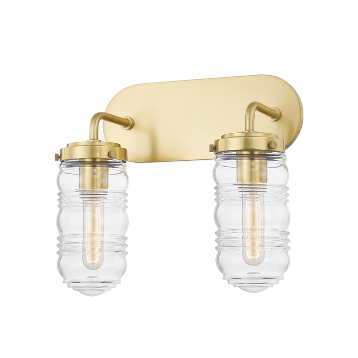 Mitzi Clara Bath and Vanity Vanity Lights Mitzi Aged Brass 14.25x14.25x12.25 