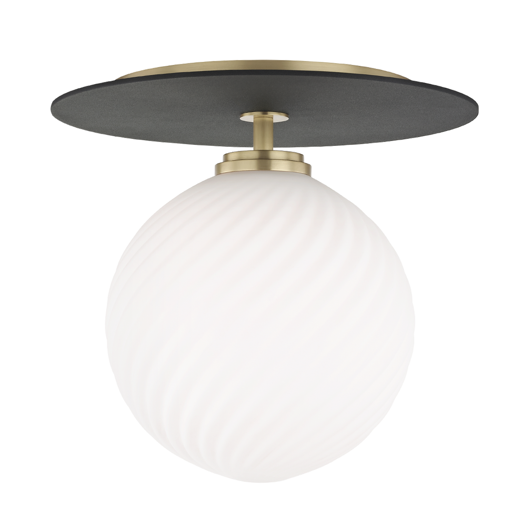 Mitzi Ellis Semi Flush Ceiling Semi Flush Mounts Mitzi Aged Brass/black 10.25x10.25x9.5 