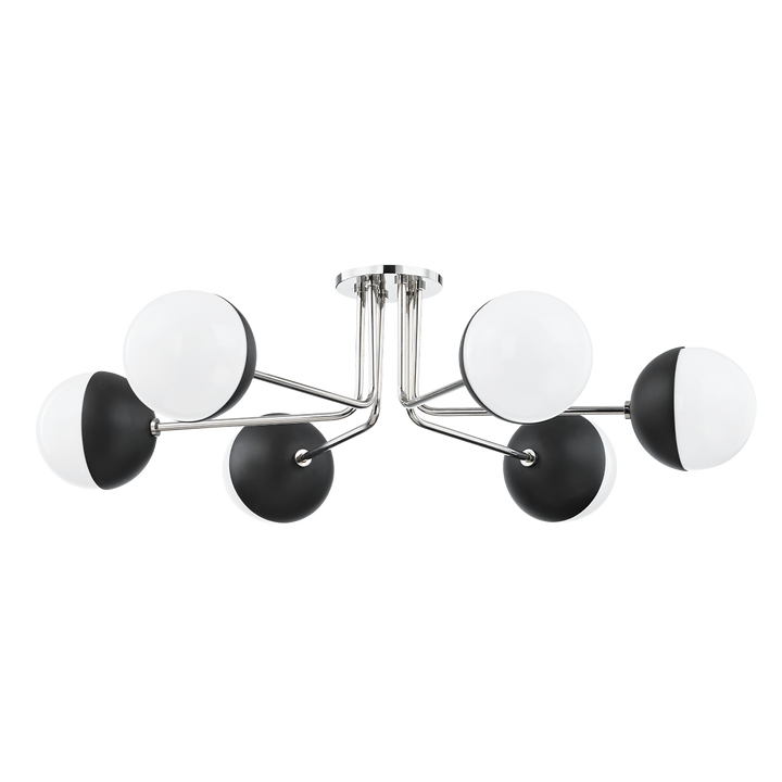 Mitzi Renee Semi Flush Ceiling Semi Flush Mounts Mitzi Polished Nickel/black  