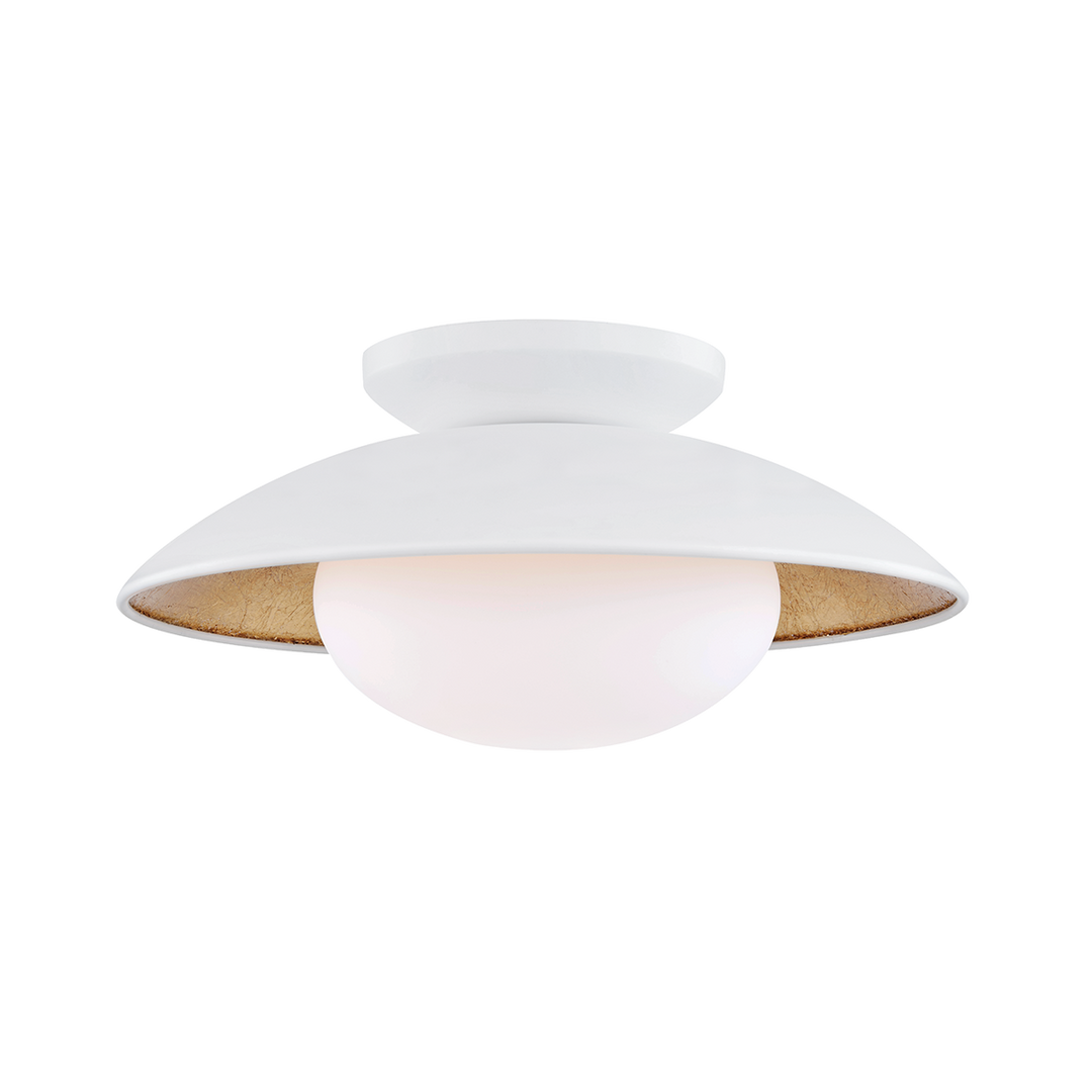 Mitzi Cadence Semi Flush Ceiling Semi Flush Mounts Mitzi White Lustro/gold Leaf Combo 9.5x14x6.75 