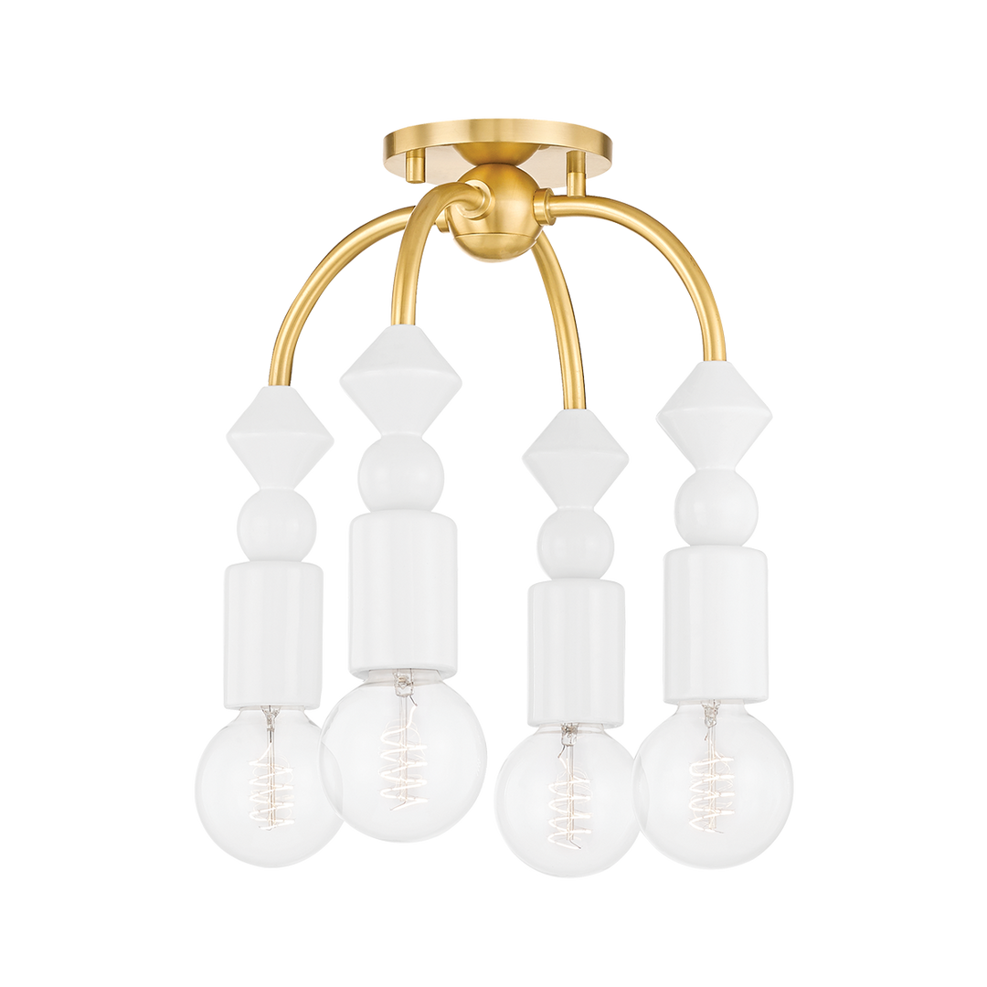 Mitzi Flora Semi Flush Ceiling Semi Flush Mounts Mitzi Aged Brass  