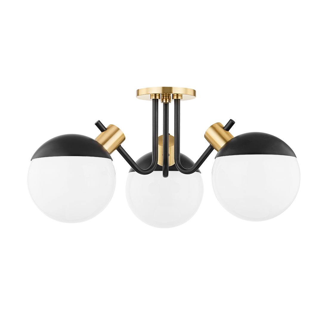 Mitzi Miranda Semi Flush Ceiling Semi Flush Mounts Mitzi Aged Brass/soft Black  