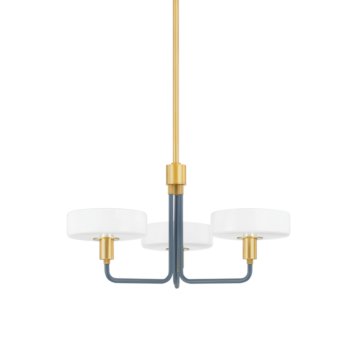 Mitzi Aston Chandelier Chandeliers Mitzi Aged Brass/Slate Blue 20x24.25x12.25 