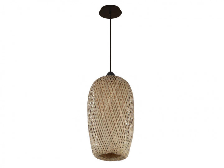 Avenue Lighting Tulum 9"W Pendant HF1002-BW in Black/Bamboo Wicker