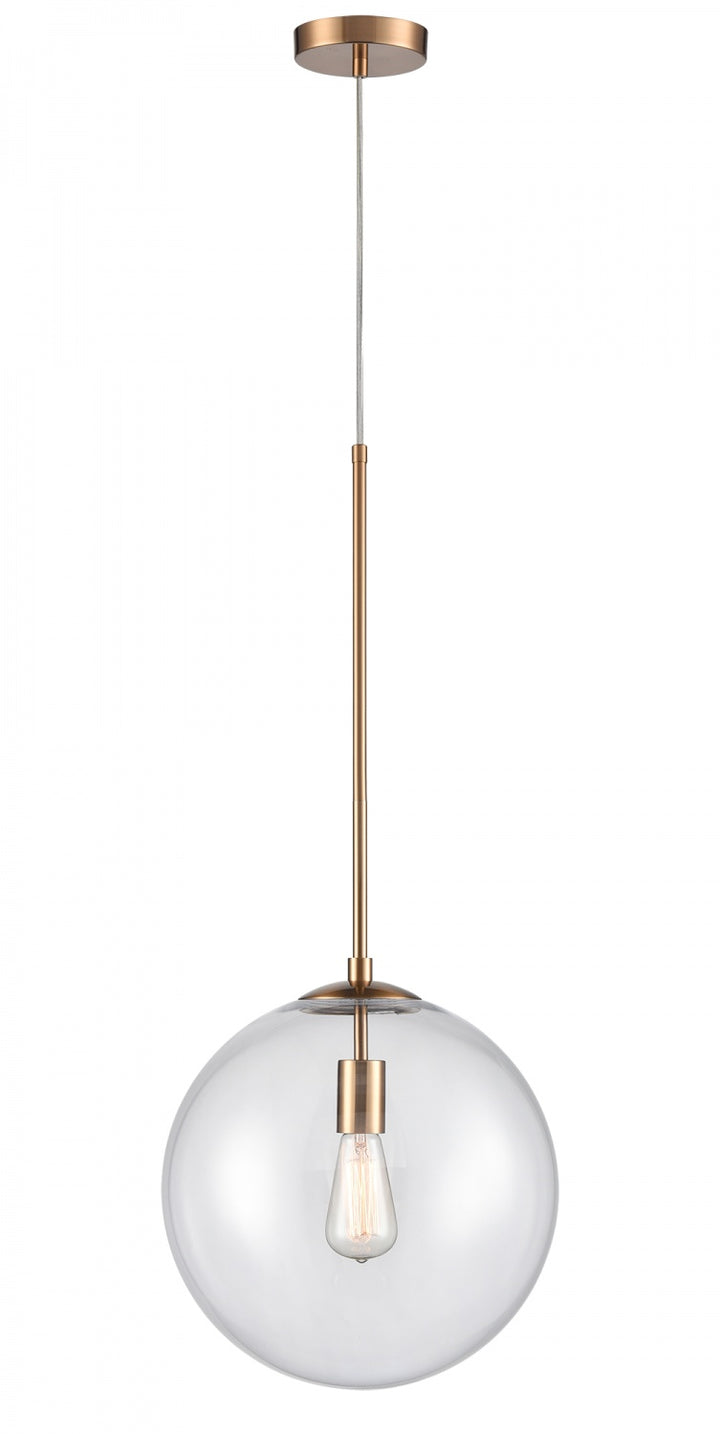 Avenue Lighting Delilah 1-Light 14"W Glass Globe Pendant HF4201-AB in Aged Brass/Clear Glass
