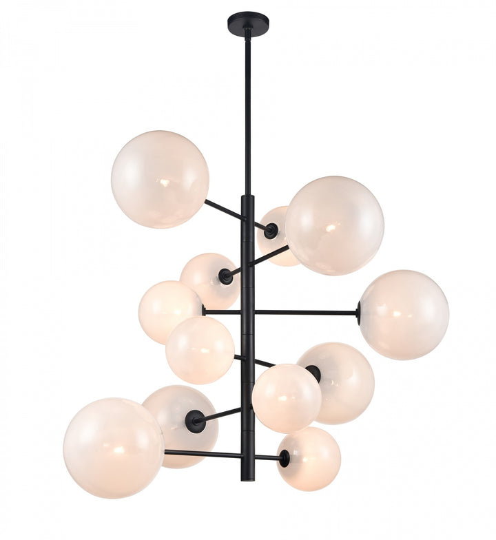 Avenue Lighting Delilah 12-Light 43"W Chandelier HF4212-BK-WHT in Black/White Glass