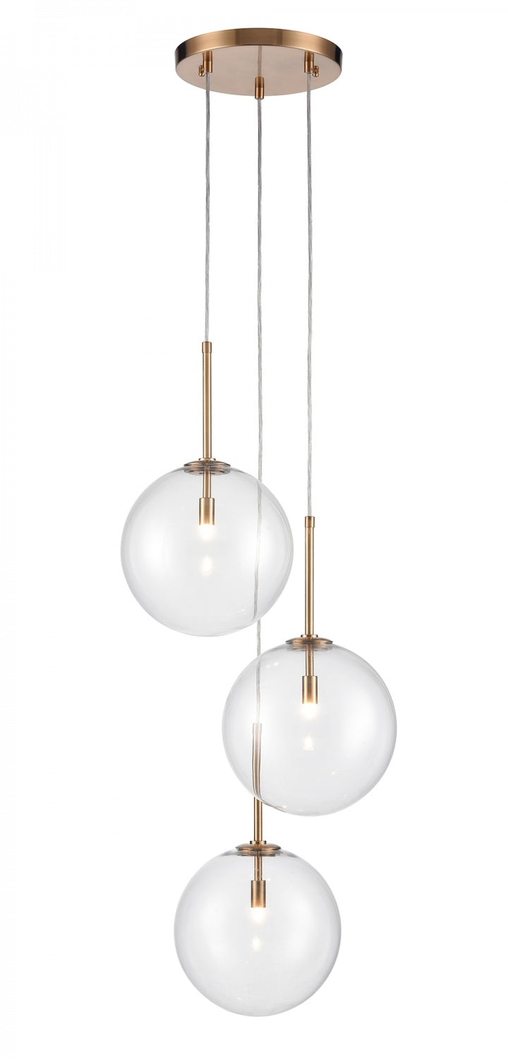 Avenue Lighting Delilah 3-Light 17"W Chandelier HF4233-AB in Aged Brass/Clear Glass