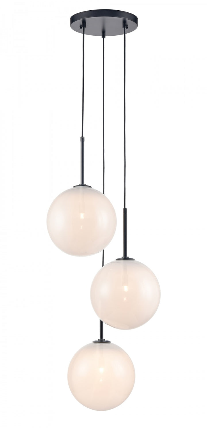 Avenue Lighting Delilah 3-Light 17"W Chandelier HF4233-BK-WHT in Black/White Glass