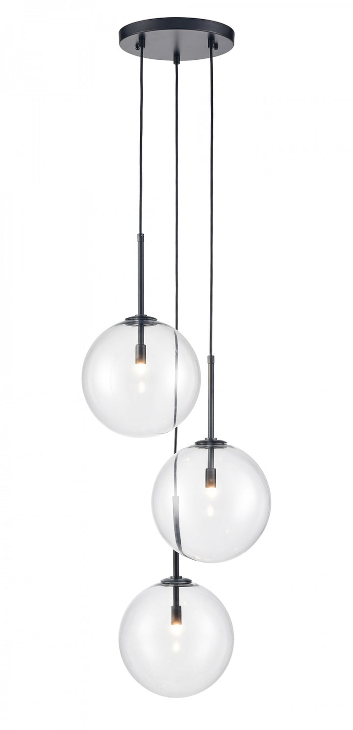 Avenue Lighting Delilah 3-Light 17"W Chandelier HF4233-BK in Black/Clear Glass
