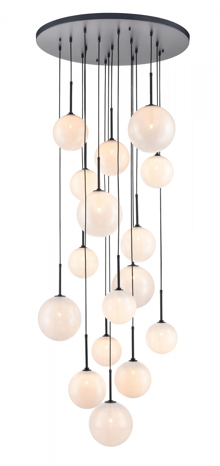 Avenue Lighting Delilah 16-Light 34"W Chandelier HF4266-BK-WHT in Black/White Glass