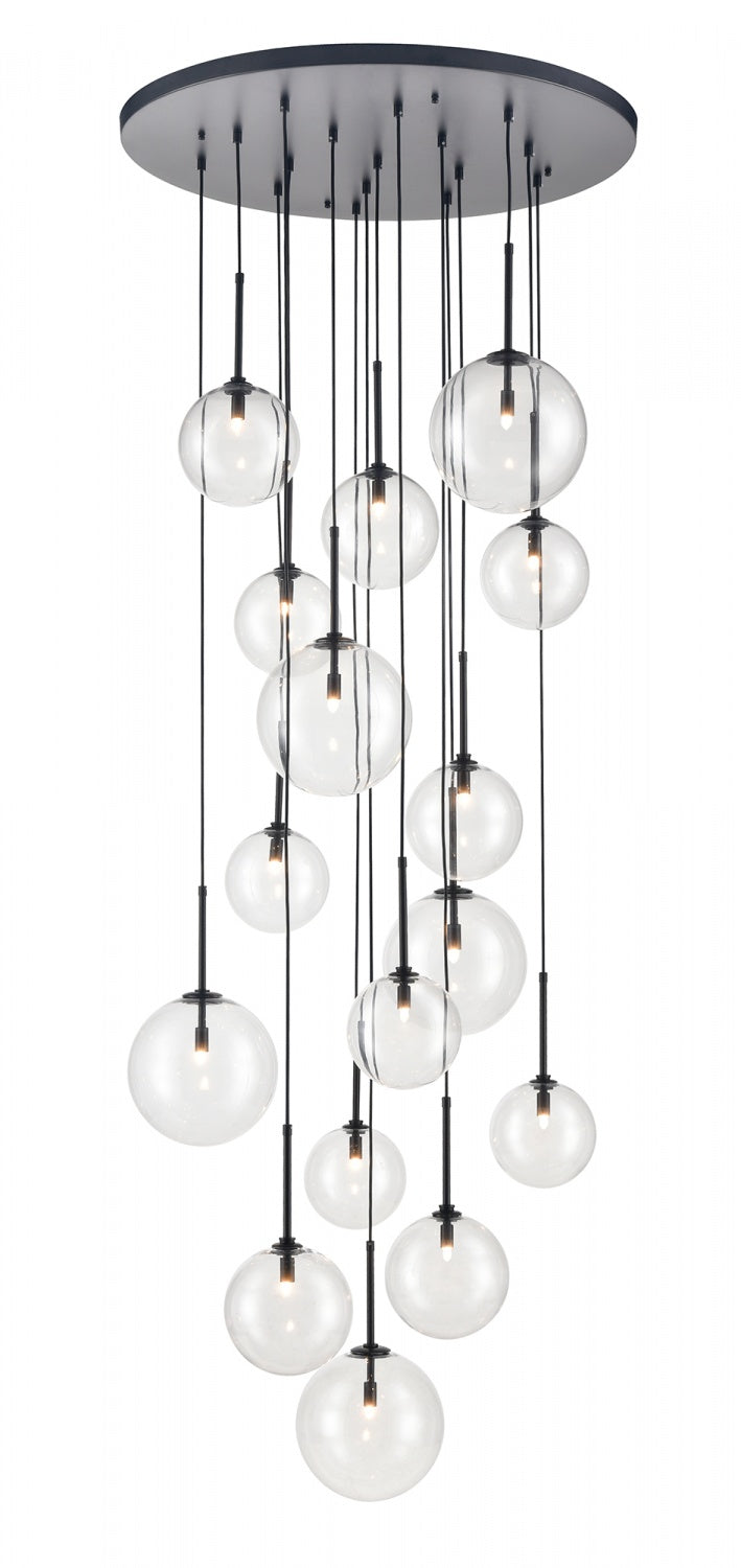 Avenue Lighting Delilah 16-Light 34"W Chandelier HF4266-BK in Black/Clear Glass
