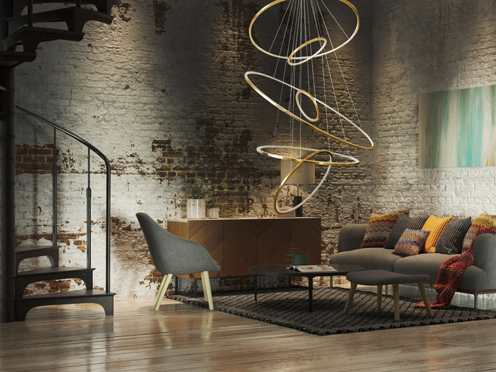 Avenue Lighting Aria 6-Ring 48"W LED Chandelier HF4446-PB in Polished Brass view 4