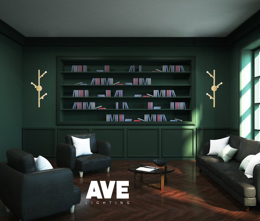 Avenue Lighting The Oaks 6-Light 36"H Branch Wall Sconce HF8886-BB in Brushed Brass view 3