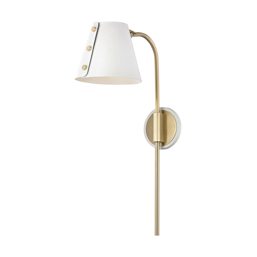 Mitzi Meta Plug-in Sconce Wall Sconces Mitzi Aged Brass/soft Off White  