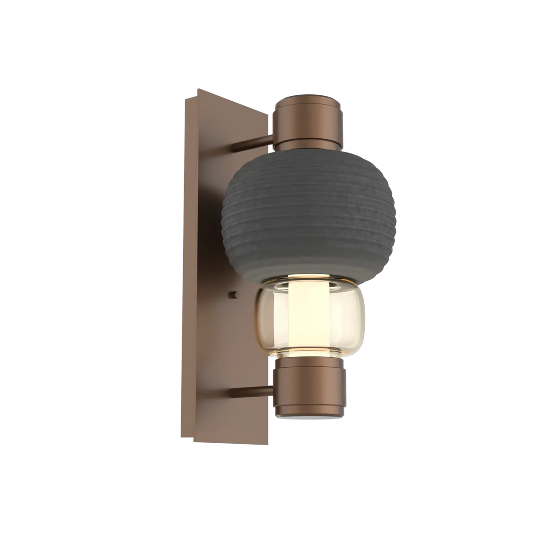 Hammerton Studio Torno Mandrel Sconce Burnished Bronze / Single / Amber / Charcoal Ceramic