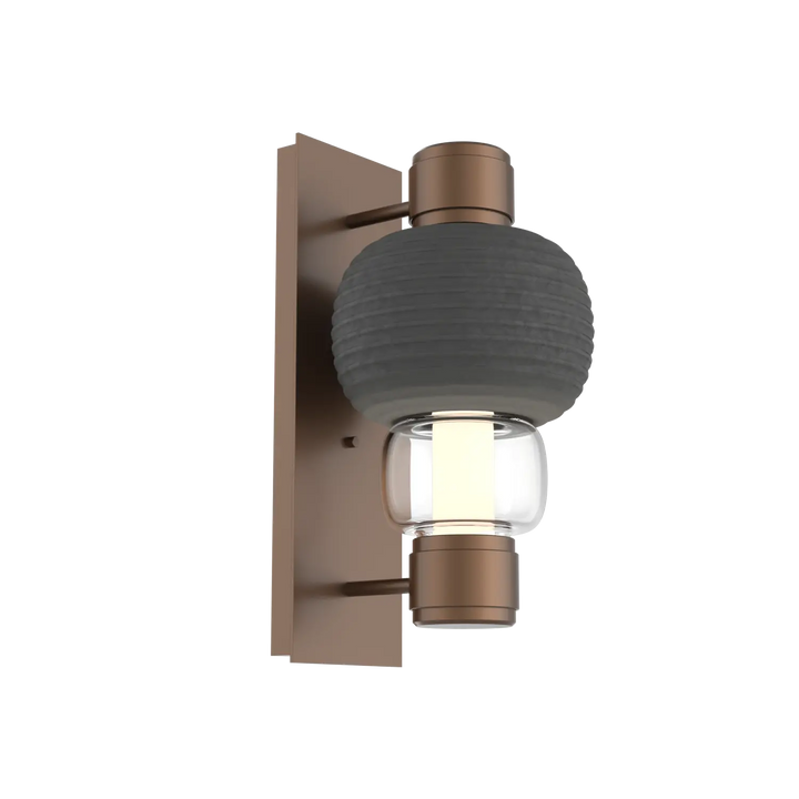 Hammerton Studio Torno Mandrel Sconce Burnished Bronze / Single / Clear / Charcoal Ceramic
