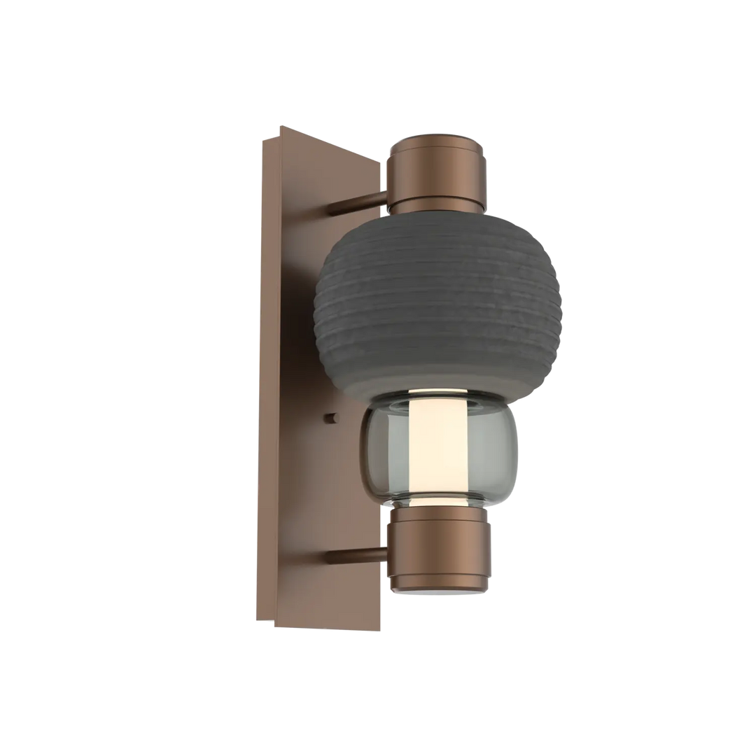 Hammerton Studio Torno Mandrel Sconce Burnished Bronze / Single / Smoke / Charcoal Ceramic