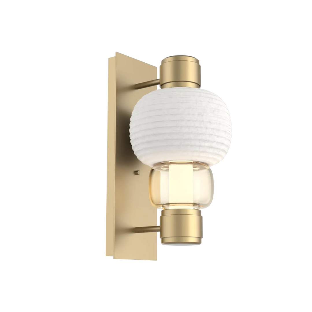 Hammerton Studio Torno Mandrel Sconce Gilded Brass / Single / Amber / Chalk Ceramic
