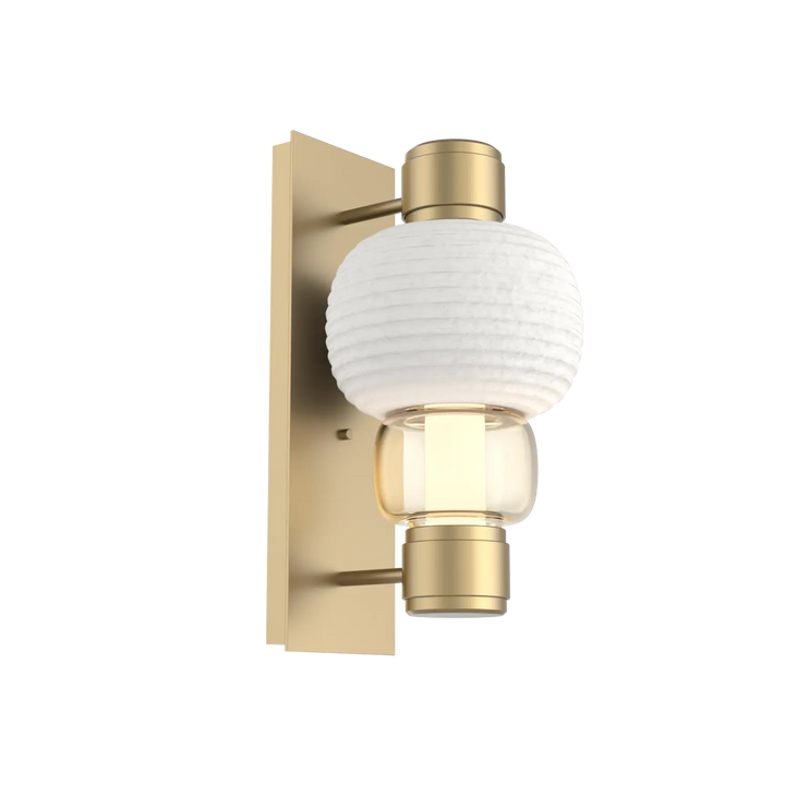 Hammerton Studio Torno Mandrel Sconce Gilded Brass / Single / Amber / Chalk Ceramic