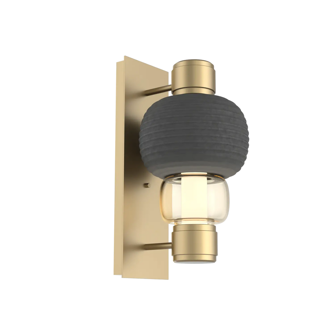 Hammerton Studio Torno Mandrel Sconce Gilded Brass / Single / Amber / Charcoal Ceramic
