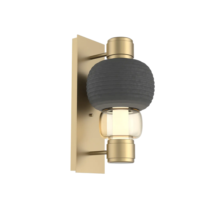 Hammerton Studio Torno Mandrel Sconce Gilded Brass / Single / Amber / Charcoal Ceramic